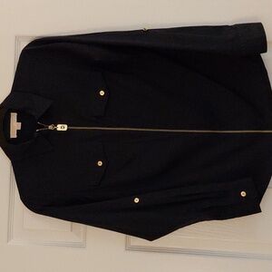 Michael Kors Navy Blue Zip-Up Jacket with Gold Accents